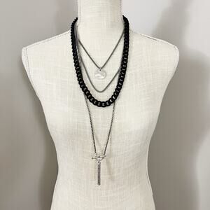 NEW Chico's Silver & Black 4-Strand Necklace